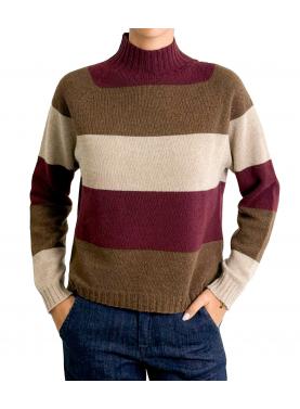 Maglione a righe collo alto